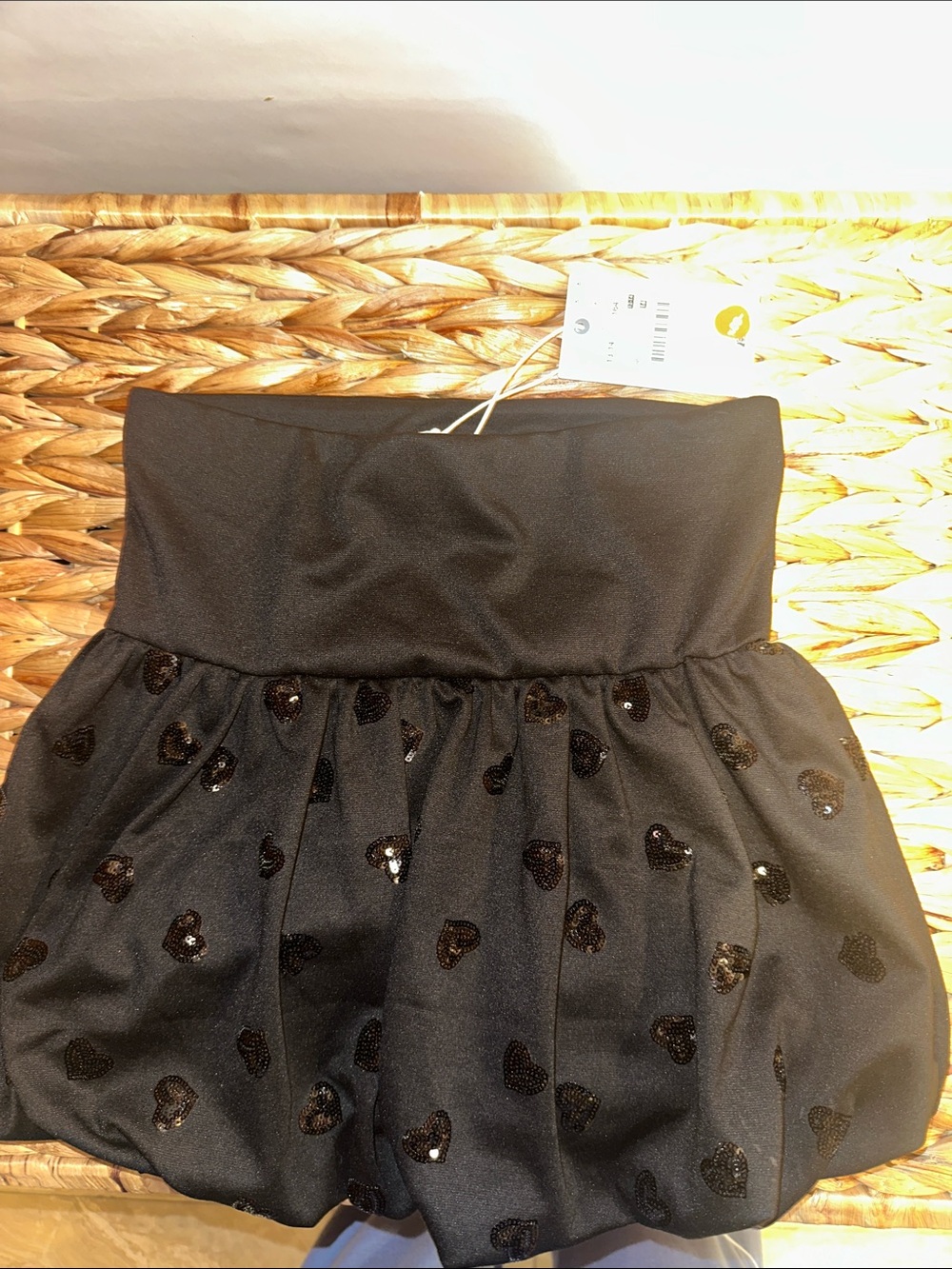 Zara Black Sequin Heart Bubble Skirt